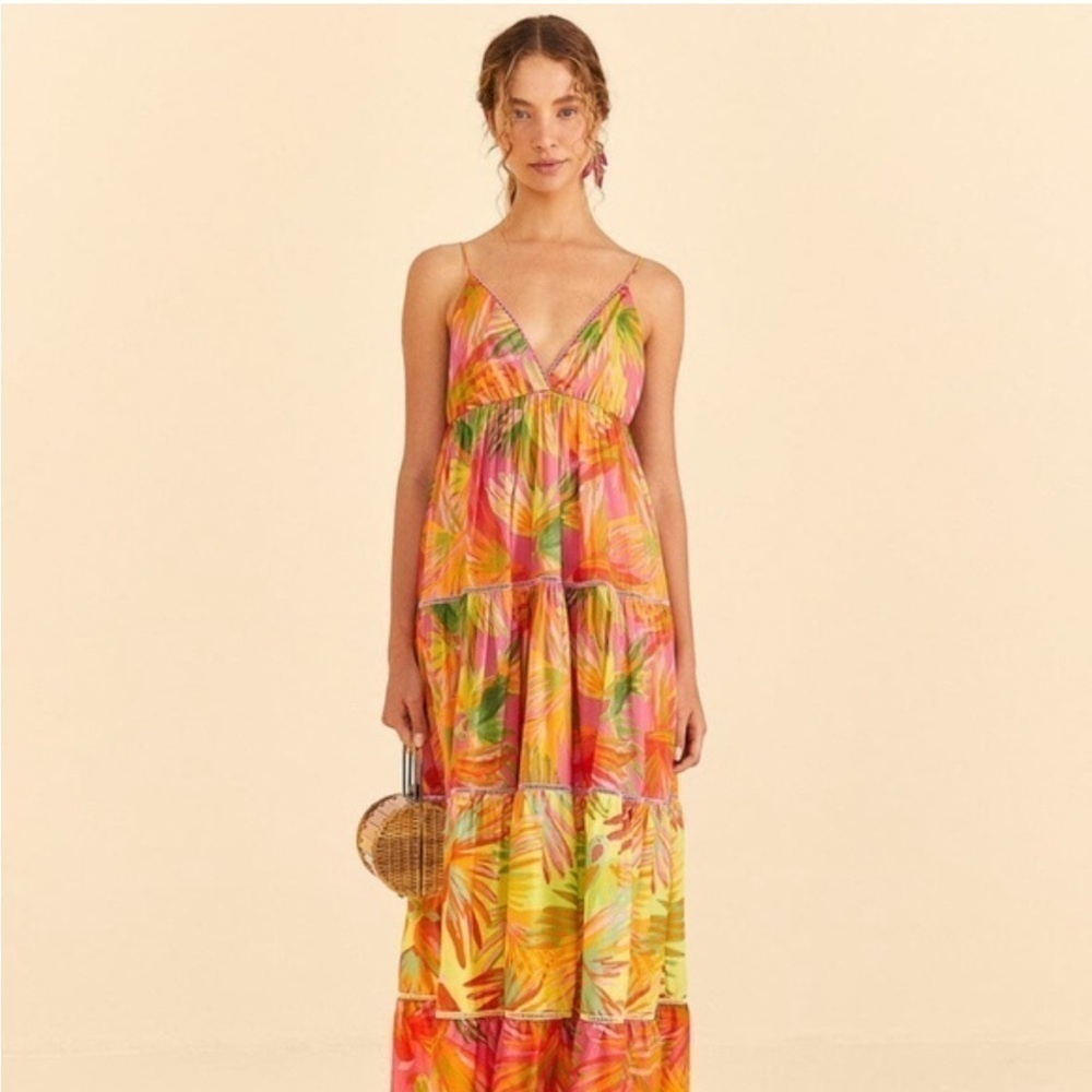 FARM Rio Tropical Pink Orange Yellow Maxi Dress